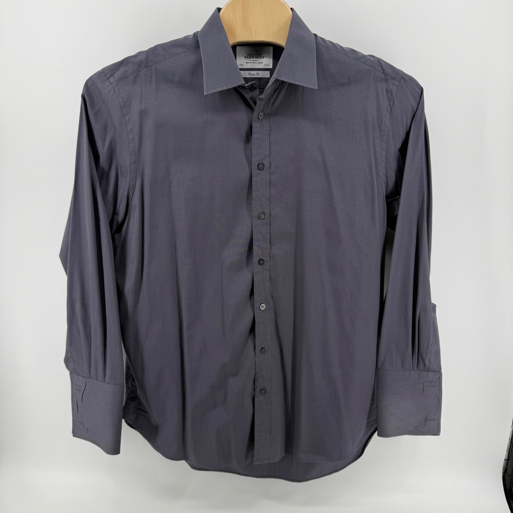 Charles Tyrwhitt Mens Classic Fit Grey Micro Stripe Dress Shirt 17/35 RN116036